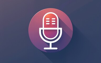 Audio microphone podcast icon illustration flat style isolated, application, studio, radio, broadcasting, user interface, concept logo. High quality