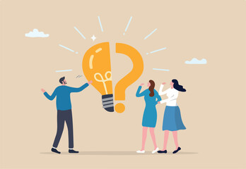 Solving problem, critical thinking root cause analysis to solution, answering question or success resolve issues, discover opportunity, creativity concept, businessman make idea from question mark