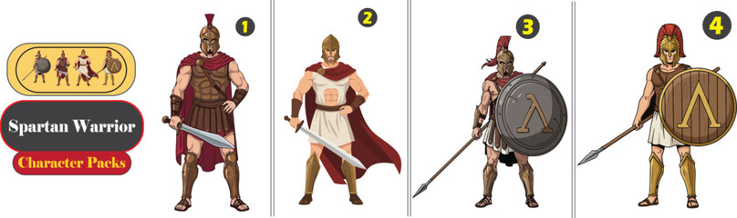 Spartan Warrior Collection – Soldiers with Spear & Shield