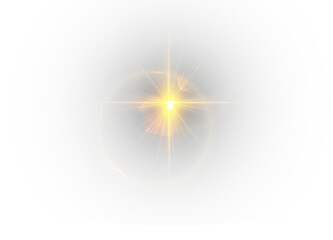Radiant gold PNG with sparkling beams and glowing flares. Bright reflections create elegant festive energy and visual impact. Perfect for digital design, abstract visuals, or luxury compositions.