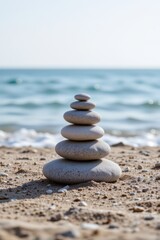 Fototapeta premium Beach Scene Balance Stability Ocean Sky