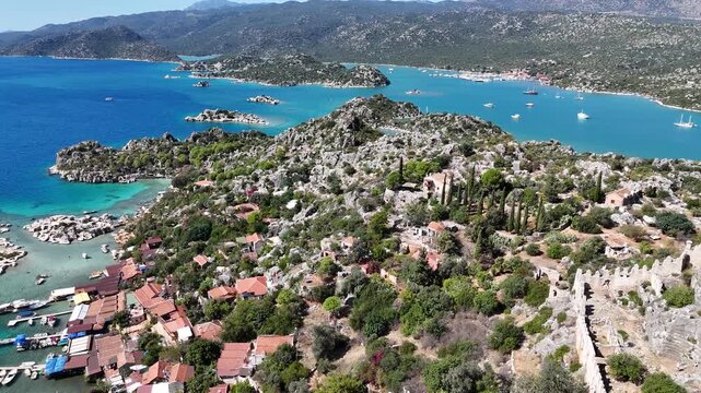 Aerial View of Kalekoy Village in Antalya, Turkey