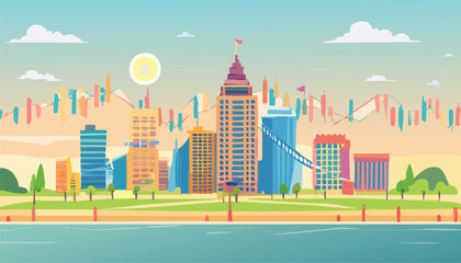 Fototapeta premium vector illustration of city skyline