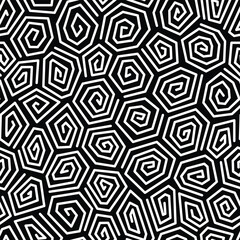 Abstract poly spiral lines seamless pattern. Vector illustration flat design background. 