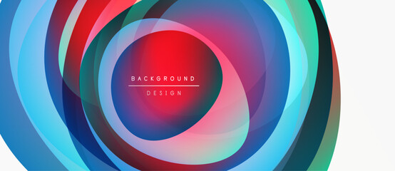 Abstract colorful circles create dynamic background. Vibrant hues blend, forming captivating visual effect. Modern design element.