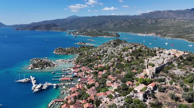 Aerial View of Kalekoy Village in Antalya, Turkey