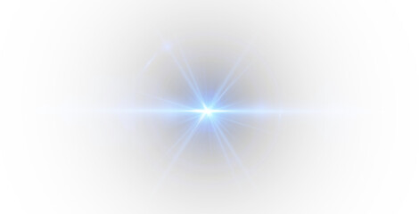 Bright blue PNG with radiant beams and sparkling flares. Luminous highlights create futuristic elegance and dynamic visuals. Perfect for digital design, abstract visuals, or neon compositions.