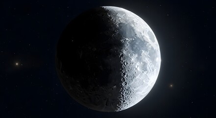 Half Moon's Gleam A Celestial Dance in the Night Sky, Guiding Star Gazers and Dreamers