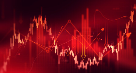 Economic crisis, financial background. Financial graph chart falling,global economic recession, stock market crash, growth inflation.	
