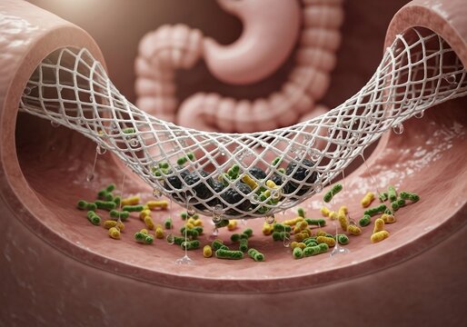 Fiber Safety Net Capturing Waste Particles with Microbiome in Digestive Tract