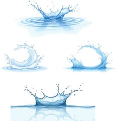 Set vector water splash transparent background, water splash element transparent background water, transparent, liquid, clear, water, background, clean