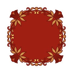 Decorative Red and Gold Floral Border Frame