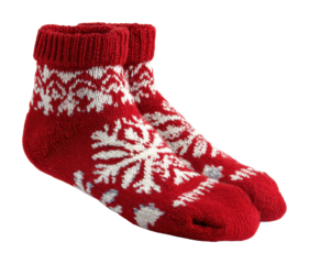 Festive red socks cozy home product winter vibes isolated on transparent background