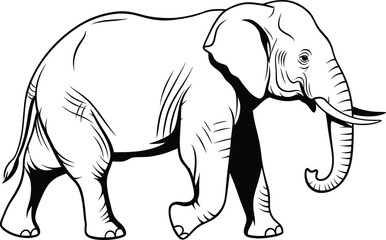 Elephant Silhouette – Side View Walking Vector