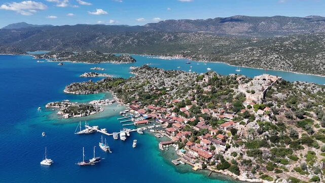 Aerial View of Kalekoy Village in Antalya, Turkey