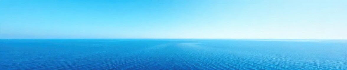 Obraz premium Vast, tranquil ocean meeting the clear blue sky at the horizon Endless expanse of water under a serene, cloudless sky Perfect for travel, nature, and serenity themes , summer, serene, summer sky