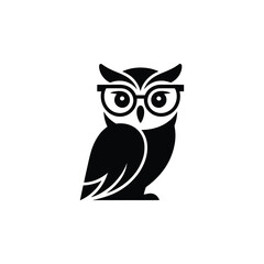 Wise owl wearing glasses logo