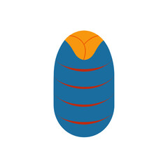 Abstract stylized egg shape with blue body and orange top