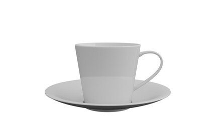 3D Render a white cup and saucer on a saucer