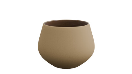 3D Render a brown vase with a brown rim on a white background