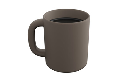 3D Render a cup of coffee is shown on a white background
