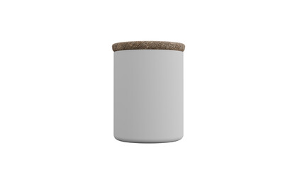 3D Render a white jar with a brown lid