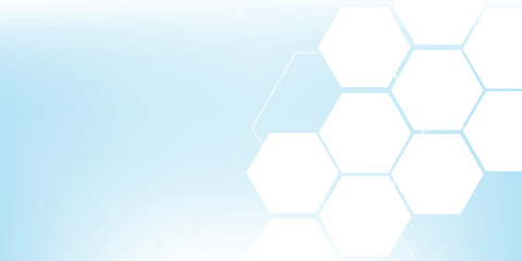 Fototapeta premium Abstract blue and white hexagon background. Futuristic digital hi-technology banner. Healthcare background. Vector ilustration.
