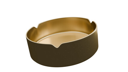 3D Render a metal ashtray with a gold rim