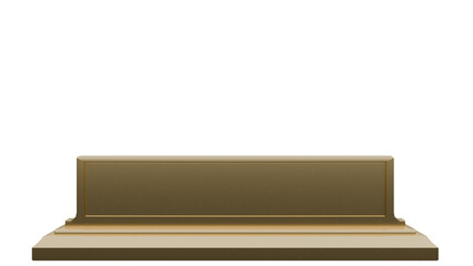 3D Render a brown bench with a white background