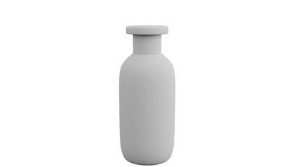 3D Render a white bottle with a white cap on a white background