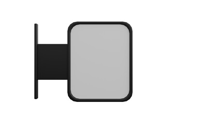 3D Render a black mirror with a black frame on a white background