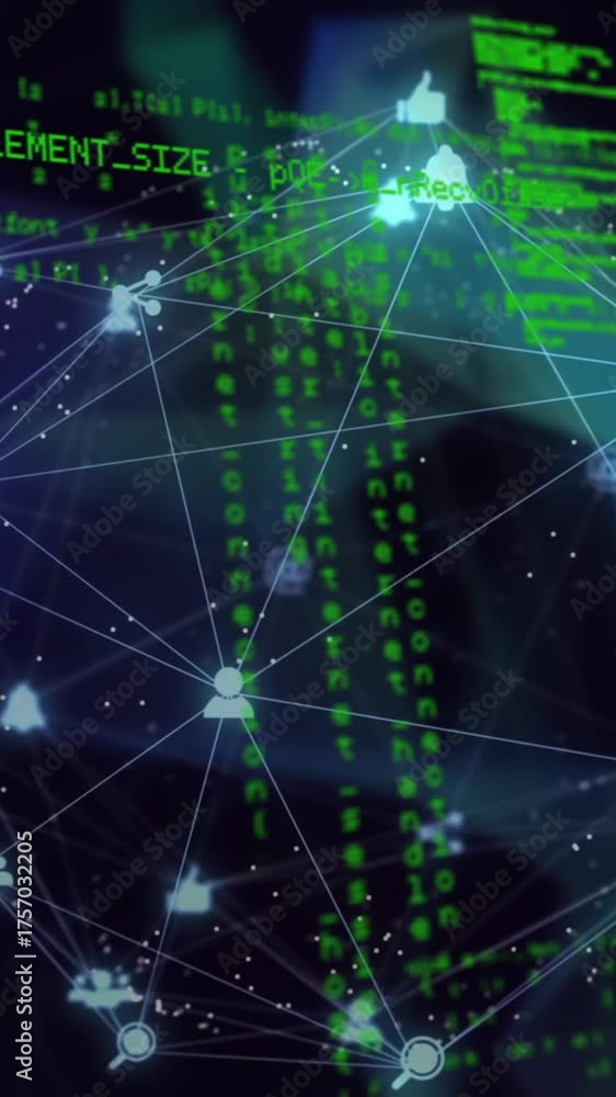 Wall mural animation of globe with network of connections and data processing