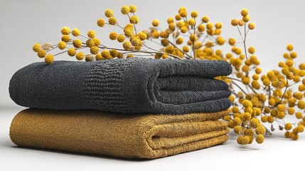 A comforting stack of soft freshly laundered towels ready to bring spa tranquility to your daily routine with muted