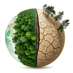 Climate change impact on earth environment globe