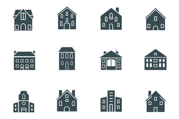 Collection of Diverse House Vector Icons Illustration for Residential Property