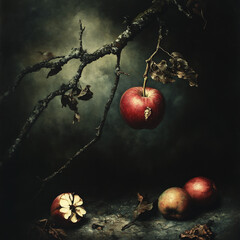 red apples on a dark background