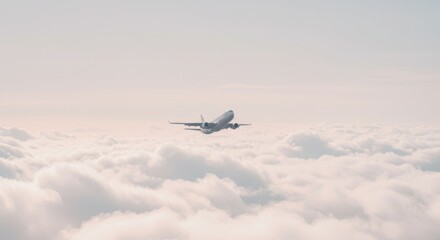 Cargo plane soaring through a sea of clouds on a bright sunny day showcasing modern aviation technology for travel and transportation solutions