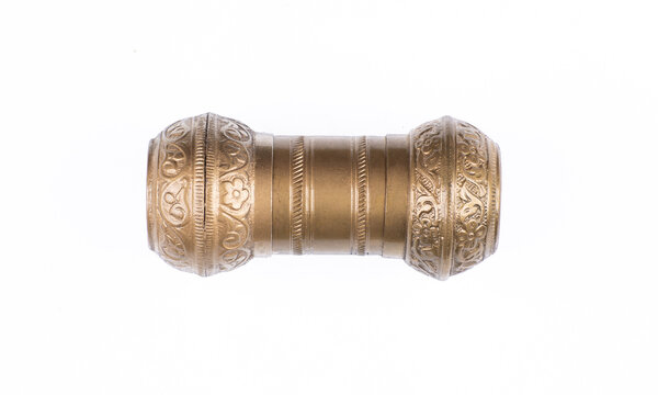 Vintage golden snuffbox isolated on white background