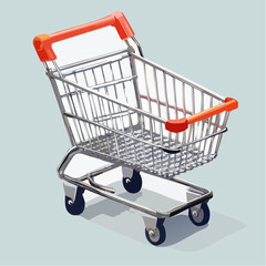 Isolated shopping cart illustration on a solid color background