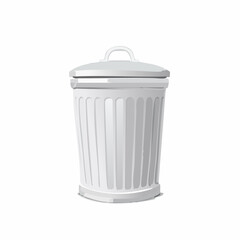 Isolated white trash can illustration for waste management and recycling concepts