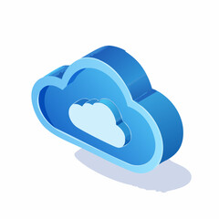 Isometric cloud illustration with a modern style for data storage and technology