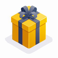 Isometric gift box illustration with ribbon for presentation and promotion