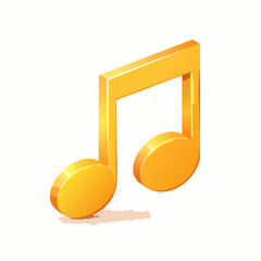 Isometric golden musical note isolated on white background design element