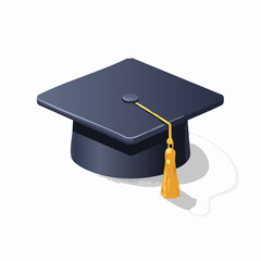 Isometric graduation cap icon education achievement and success symbol