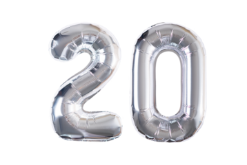 inflatable ball figured silver number on a transparent background