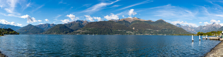 A view of Colico and Piona, Lake Como, and the surrounding mountains.
