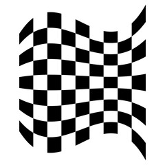 Obraz premium Waving checkered flag in black and white with a distorted perspective and curved edges design element