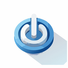 Isometric power button icon isolated digital concept illustration