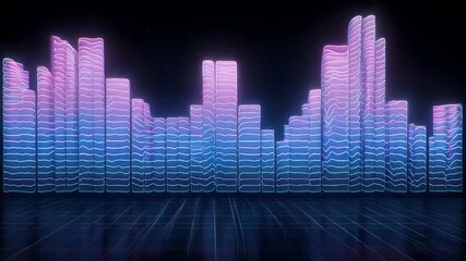 Abstract audio visualization with glowing bars on a grid - Powered by Adobe