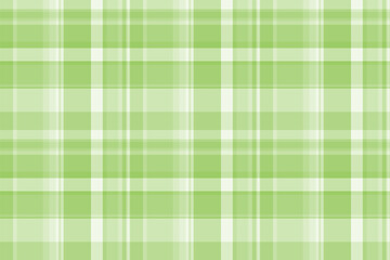 Asymmetric seamless check vector, linear fabric texture pattern. Stitch background plaid textile tartan in light and green colors.
